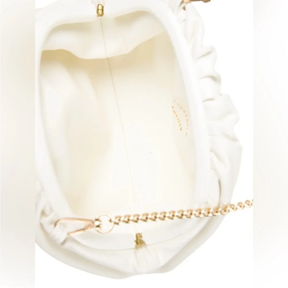New Understated Leather clamshell clutch Vegan Leather handbag/Crossbody ivory